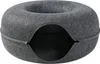 A dark gray, donut-shaped cat bed with an opening in the front. Produktbild-Vorschau