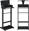 Two black valet stands are shown against a white background. The stand on the left has its storage compartment open, revealing dividers. The stand on the right has a hanger at the top. Produktbild-Vorschau