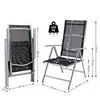 2x Chaises de jardin à dossier haut argent aluminium Voir les images du produit 5
