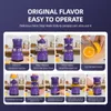 A collage of images demonstrating the steps to use an electric citrus juicer. Podgląd zdjęcia produktu