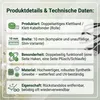 Infografik zu Produktdetails und technischen Daten von doppelseitigem Klettband 10mm: wetterfest, wiederverwendbar und UV-beständig. Produktbild-Vorschau