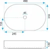 A diagram showing the dimensions of an oval white sink. Náhled obrázku produktu