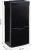 A black sensor trash can with dimensions indicated. Voir les images du produit
