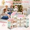 Domeček pro panenky COSTWAY s růžovou střechou a 41 kusy Náhled obrázku produktu 5