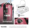 A collage of images showcasing a pink suitcase and accessories, with text highlighting features. Náhled obrázku produktu