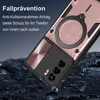 A phone case is shown at an angle, with rocks and debris in the foreground and background, suggesting outdoor use and durability. Produktbild-Vorschau