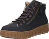 A single navy blue boot with brown laces and a brown sole is shown against a white background. Voir les images du produit