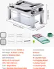 A collage of a VEVOR vegetable chopper and its accessories, with dimensions and specifications listed. Produktbild-Vorschau