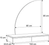A diagram showing the dimensions of a wall-mounted vanity unit with a mirror. Náhľad obrázku produktu