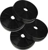 A set of four black circular charcoal filters for a range hood, arranged in a staggered pile against a white background. Produktbild-Vorschau