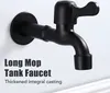 A black faucet mounted on a white wall, with text overlay describing the product. Produktbild-Vorschau