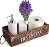 Badezimmer-Tablett aus rustikalem braunem Holz mit Produktbild-Vorschau 1