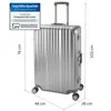 A silver hard-shell suitcase with dimensions indicated by lines and text. Náhľad obrázku produktu