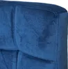 A close-up view of the tufted upholstery of a blue velvet bar stool. Voir les images du produit