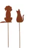 UNUS Deko Gartenstecker Hund und Katze 2er Set Rostoptik Produktbild-Vorschau 1