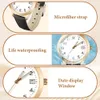 Damenuhr Leder, Damen Analog Quarz Uhr mit Datum, Uhren Produktbild-Vorschau 4