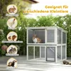PawHut Hasenstall 2 Etagen Kaninchenstall Holz 98x95x102,5 Produktbild-Vorschau 8