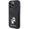 A black iPhone case with a card slot and a Karl Lagerfeld and Choupette design. Produktbild-Vorschau