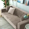 Sofabezug 3 Sitzer 190-230cm - Beige - Samt - Stretch Produktbild-Vorschau 4