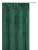 A close-up view of a dark green velvet curtain hanging from a curtain rod. Produktbild-Vorschau