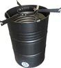 A black metal barrel with a metal grate and support structure inside, shown against a white background. Produktbild-Vorschau