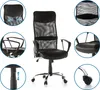 A collage of images showing different angles and details of a black office chair. Produktbild-Vorschau