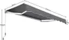 A diagram of a gray awning with dimensions indicated by lines and text. Produktbild-Vorschau