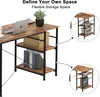 A desk with integrated shelves, presented with close-up views of the shelves showcasing storage options. Anteprima dell’immagine prodotto