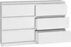 A white dresser with six drawers, three on each side. The drawers on the right side are partially open. Anteprima dell’immagine prodotto