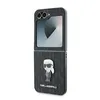 A black flip phone case with a Karl Lagerfeld Ikonik Pin design. Produktbild-Vorschau
