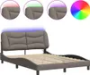 vidaXL Bettgestell mit LED ohne Matratze "Hvar" Taupe Produktbild-Vorschau 1