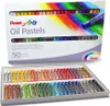 A box of Pentel Arts Oil Pastels with the pastels displayed in a tray below. Voir les images du produit