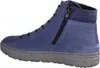 A side view of a blue leather boot with a grey sole. Produktbild-Vorschau