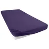 A purple fitted sheet is shown on a mattress, with the sheet pulled taut over the top and sides. Produktbild-Vorschau