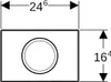 A technical drawing of a flush plate with dimensions indicated. Produktbild-Vorschau