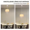 Two images of a pendant lamp hanging over a dining table, one with the lamp at a shorter height and the other at a longer height. Náhľad obrázku produktu