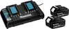 A Makita dual battery charger and two 18V batteries are displayed on a white background. Anteprima dell’immagine prodotto