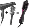 A diagram showing a hairdryer and a round brush combining to form a hot air brush. Podgląd zdjęcia produktu