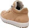 A close-up side view of a tan leather boot with a white sole. Podgląd zdjęcia produktu