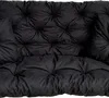 A close-up, full-frame shot of a black tufted cushion, likely for a garden bench or swing. Náhled obrázku produktu