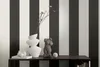 A still life arrangement on a dark shelf against a black and white striped wall. Produktbild-Vorschau
