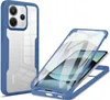A blue and transparent phone case is shown from two angles, one assembled and one disassembled. Produktbild-Vorschau