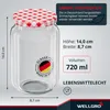 WELLGRO 6 x 720 ml Einmachgläser mit Schraubdeckel TO 82 – Produktbild-Vorschau 2