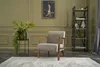 A chair in a room with a bookshelf and a plant. Produktbild-Vorschau