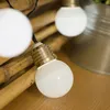 A close-up of a string of white LED lights with gold bases, resting on a wooden surface with bamboo in the background. Náhľad obrázku produktu