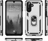 Multiple views of a silver and black phone case with a ring holder, displayed against a white background. Produktbild-Vorschau