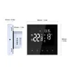 A digital thermostat with dimensions shown. Podgląd zdjęcia produktu