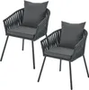 Two dark gray rope chairs with cushions are shown against a white background. Produktbild-Vorschau