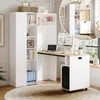 Klappbarer Schreibtisch mit Ablagen 2-in-1 Bücherregal Weiß Produktbild-Vorschau 5