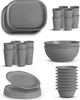 Geschirr Set ( Grau ) Bruchfester PP Kunststoff - BPA Frei Produktbild-Vorschau 1